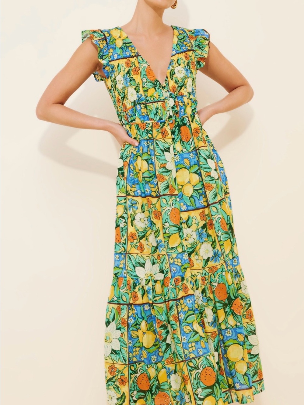 Anthropologie Peregrine Flutter Sleeve Maxi Dress